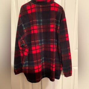 Mens Woods & Gray Large Pullover Plaid Zip Fleece‎ Hoodie Red Green